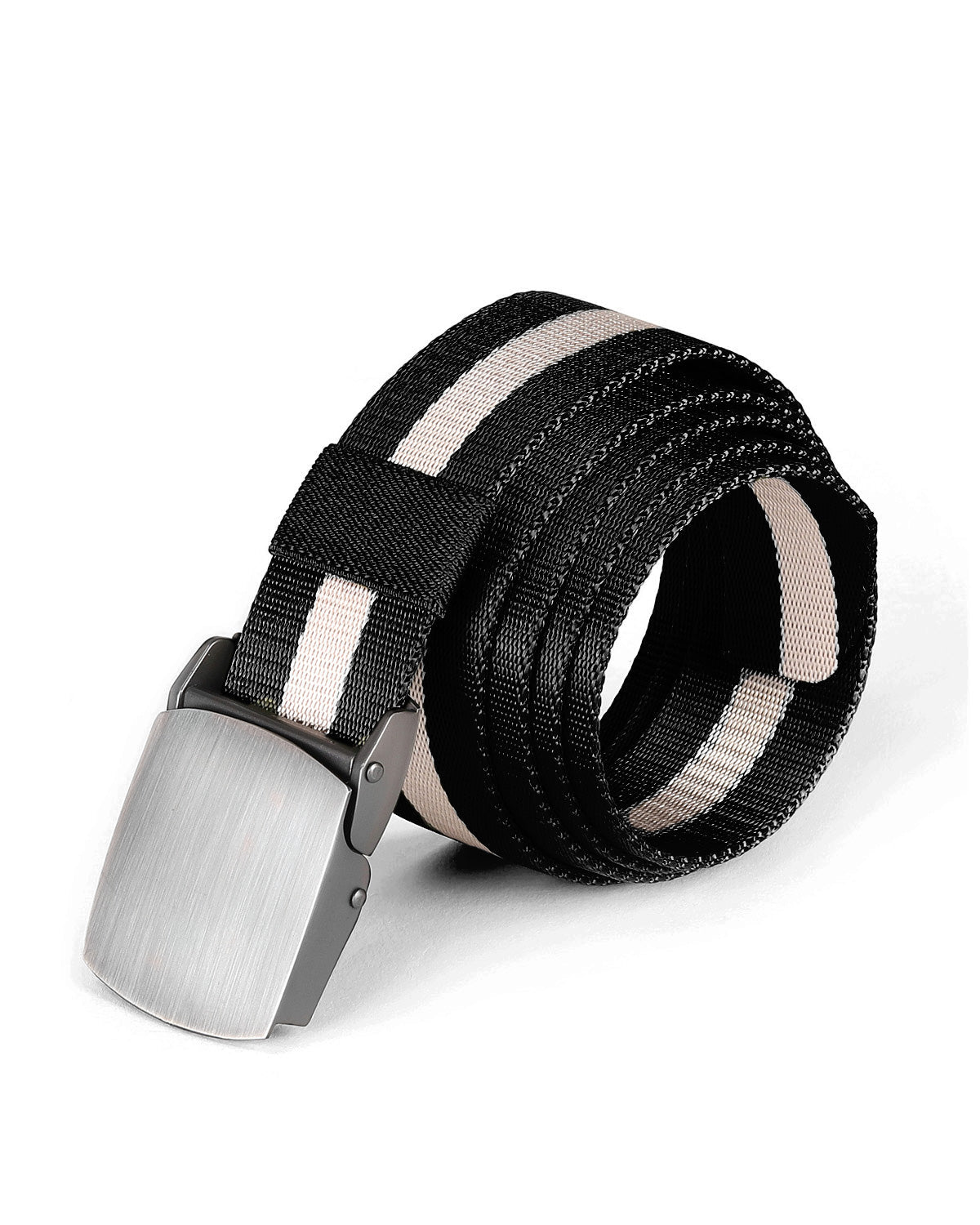ZIMEGO Mens One Size Adjustable Strap Stripe Nylon Web Belt With Metal Buckle image 5