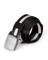 ZIMEGO Mens One Size Adjustable Strap Stripe Nylon Web Belt With Metal Buckle image 5