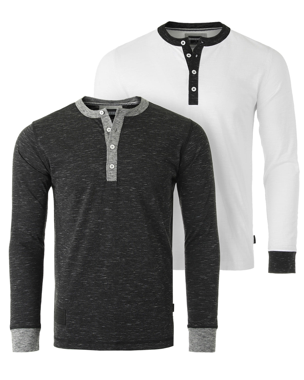 Long Sleeve Casual Henley Shirts With Contrast Neck and Cuffs Set of 2 image 13
