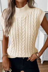 Sylvia Cable Knit High Neck Sweater Vest image 2