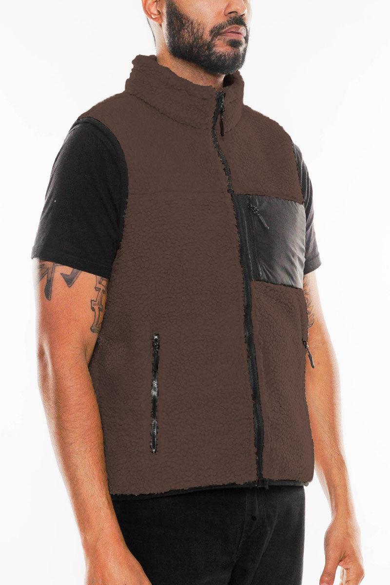 Sherpa Full Zip Vest with Chest Zipper Pocket image 16