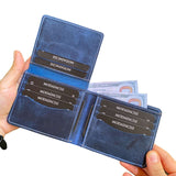 Cosmos - Genuine Leather Trifold Classic Men's Wallet - Crazy Blue image