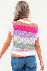 Alena Hollowed Knit Scallop Edge Sweater Vest-1