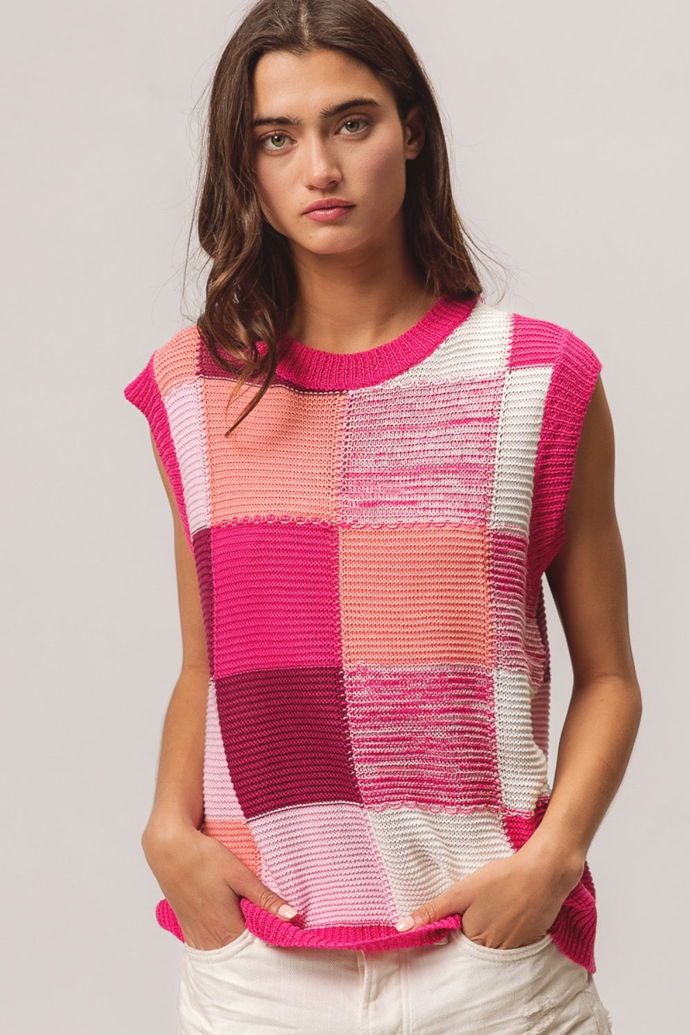 BiBi Color Block Round Neck Sweater Vest image 4