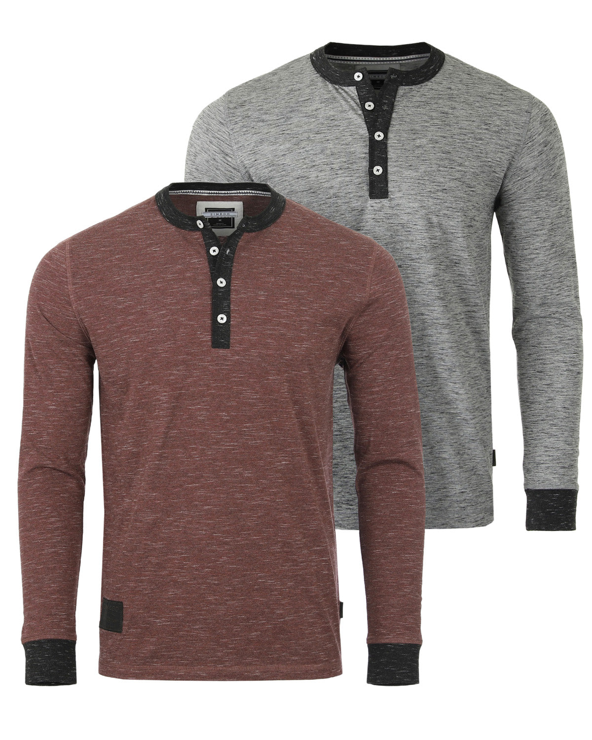 Long Sleeve Casual Henley Shirts With Contrast Neck and Cuffs Set of 2 image 23
