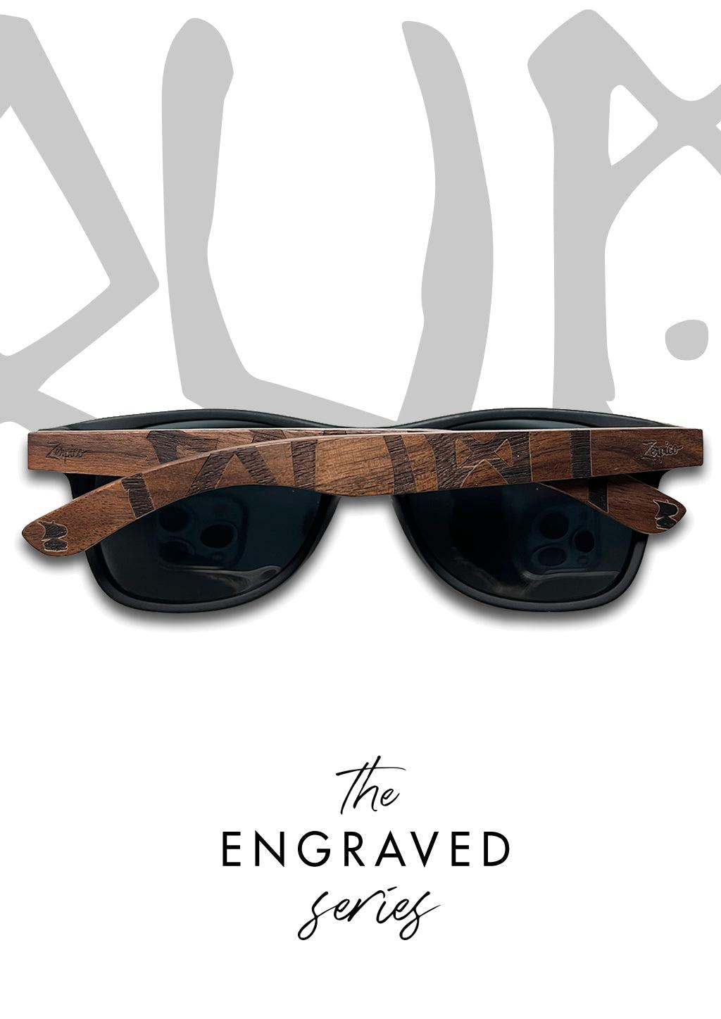 Eyewood | Engraved wooden sunglasses - Viking Runes - Suomi image 1