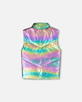 Quilted Mid-Season Sleeveless Vest Metallic Multicolor image 4