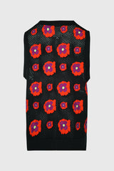 Opium Poppy Flower Crochet Sleeveless Cardigan image 2