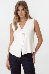 Ivory Asymmetric Fine Knit Waistcoat image 2