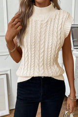 Sylvia Cable Knit High Neck Sweater Vest image 3