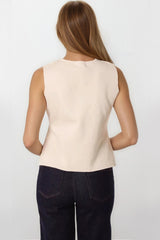 Stone Asymmetric Fine Knit Waistcoat image 4