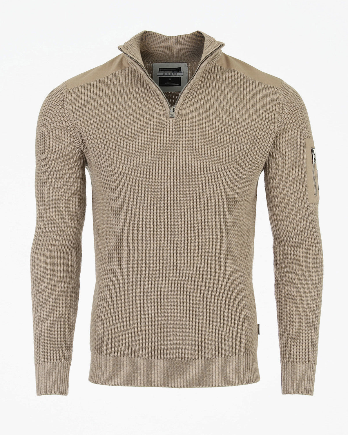 ZIMEGO Mens Long Sleeve Pullover Quarter Zip Mock Neck Polo Sweater image 0