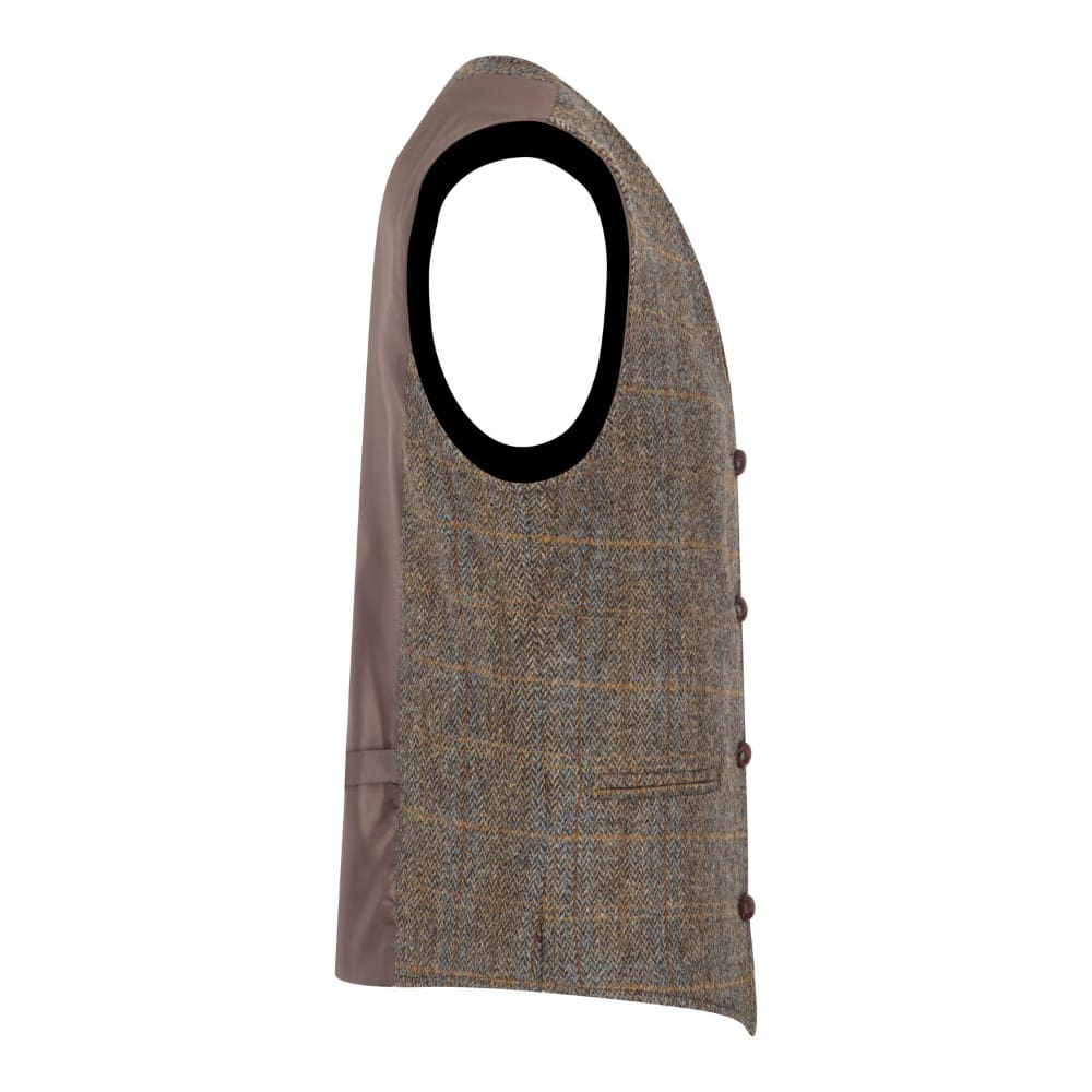 Men’s Harris Tweed Dalston Clinton Brown Waistcoat Vest