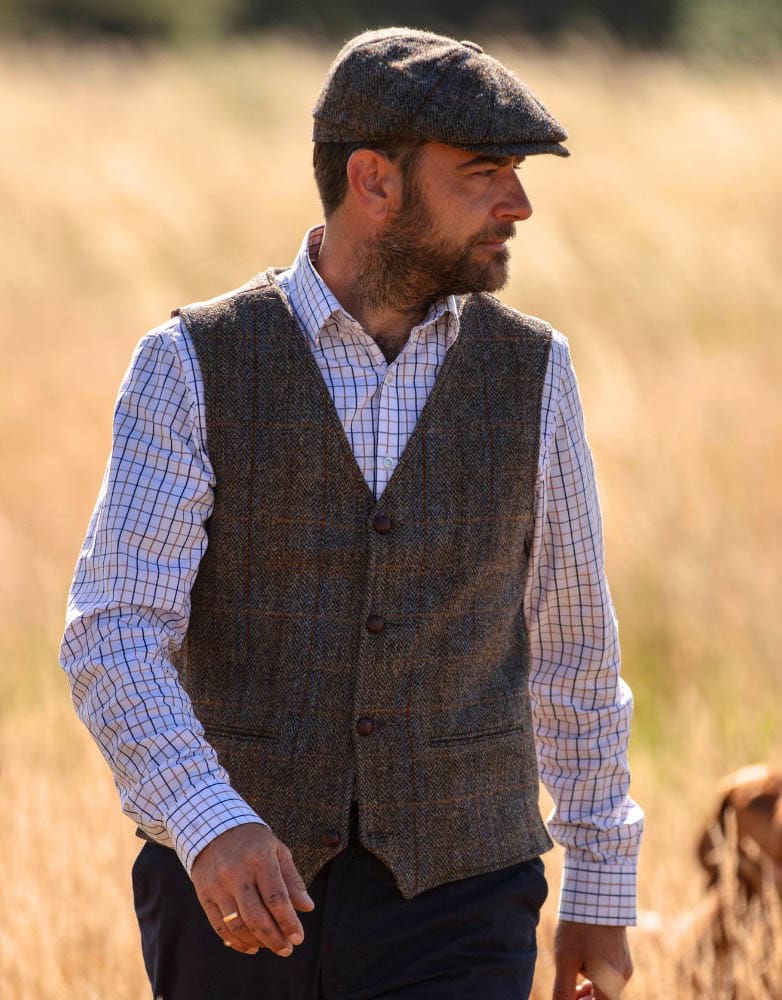 Men’s Harris Tweed Dalston Clinton Brown Waistcoat Vest