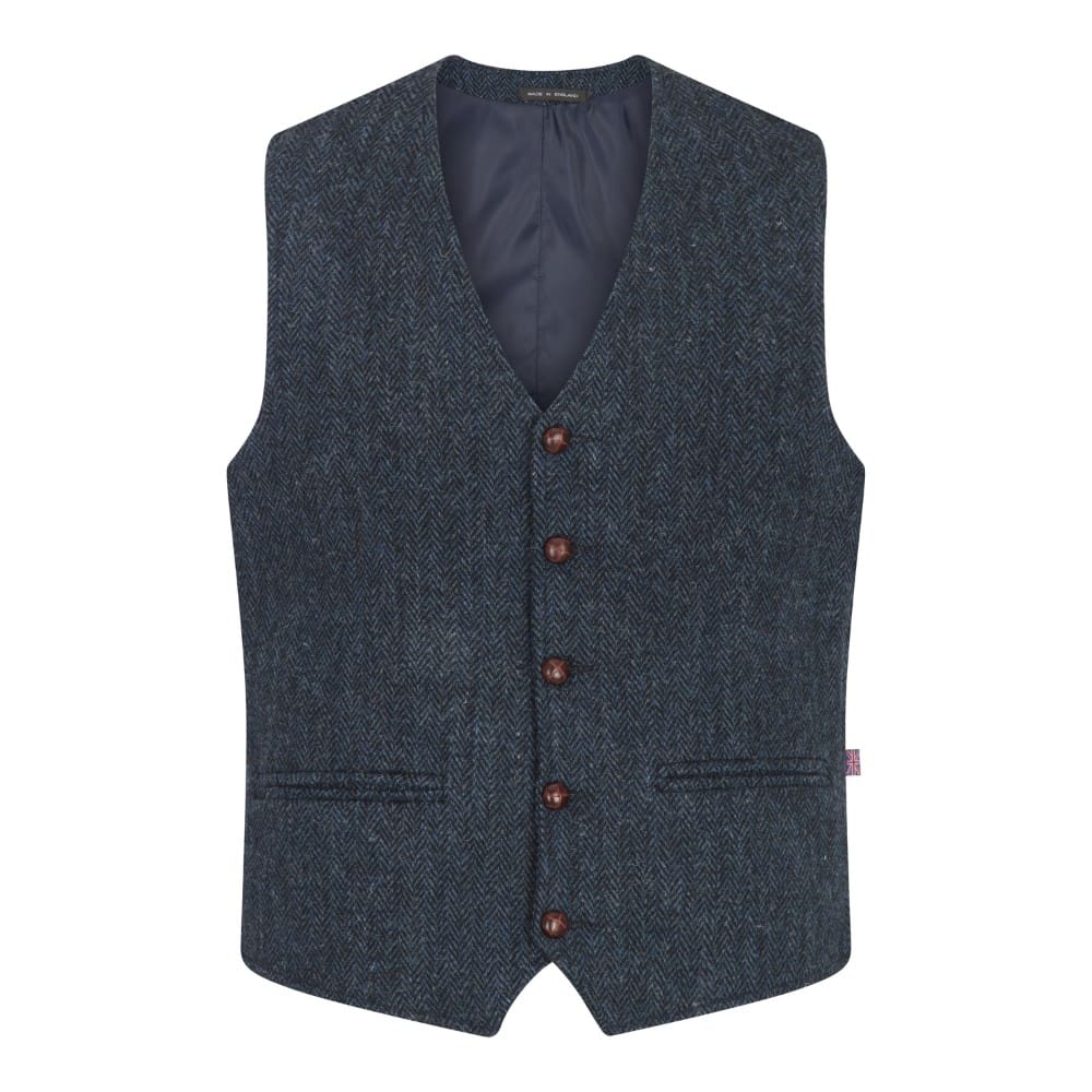 Men’s Harris Tweed Dalston Midnight Blue Waistcoat Vest