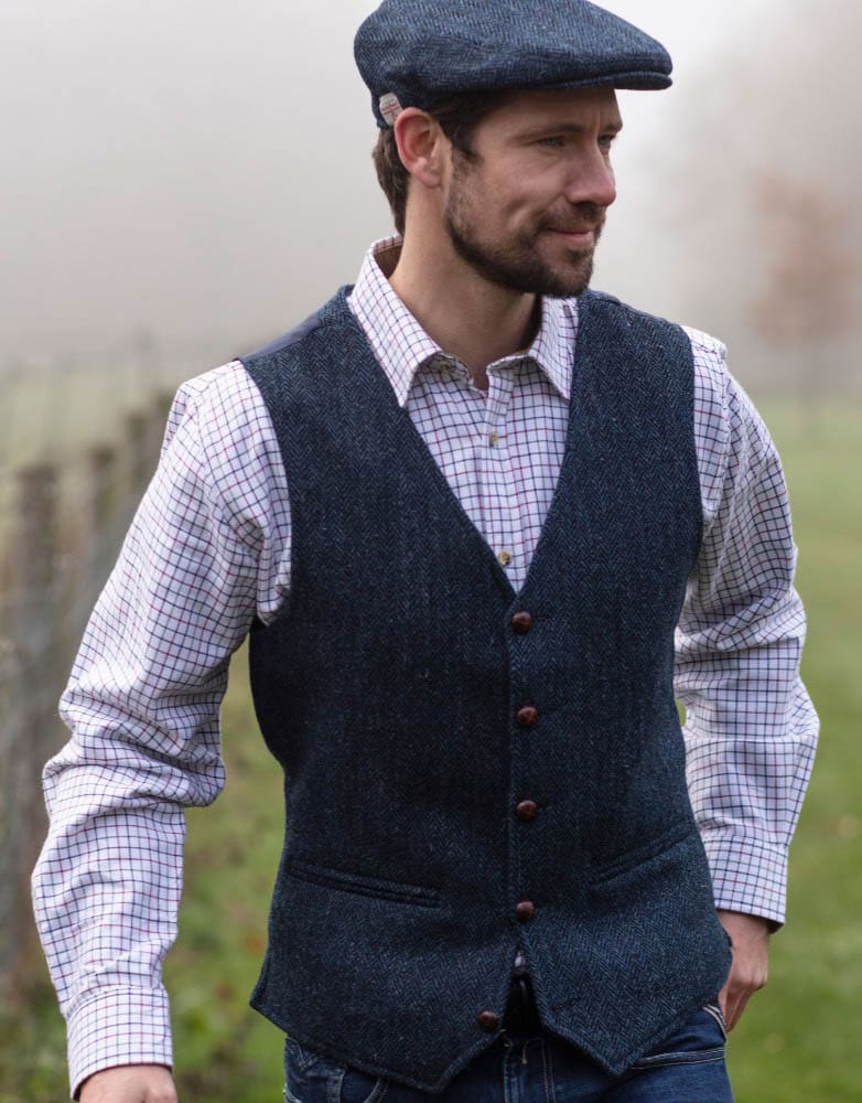 Men’s Harris Tweed Dalston Midnight Blue Waistcoat Vest