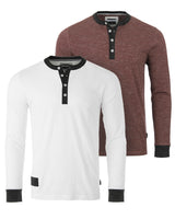 Long Sleeve Casual Henley Shirts With Contrast Neck and Cuffs Set of 2 image 33
