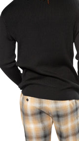 Ribbed Poor Boy Crewneck Sweater (Black) image 2