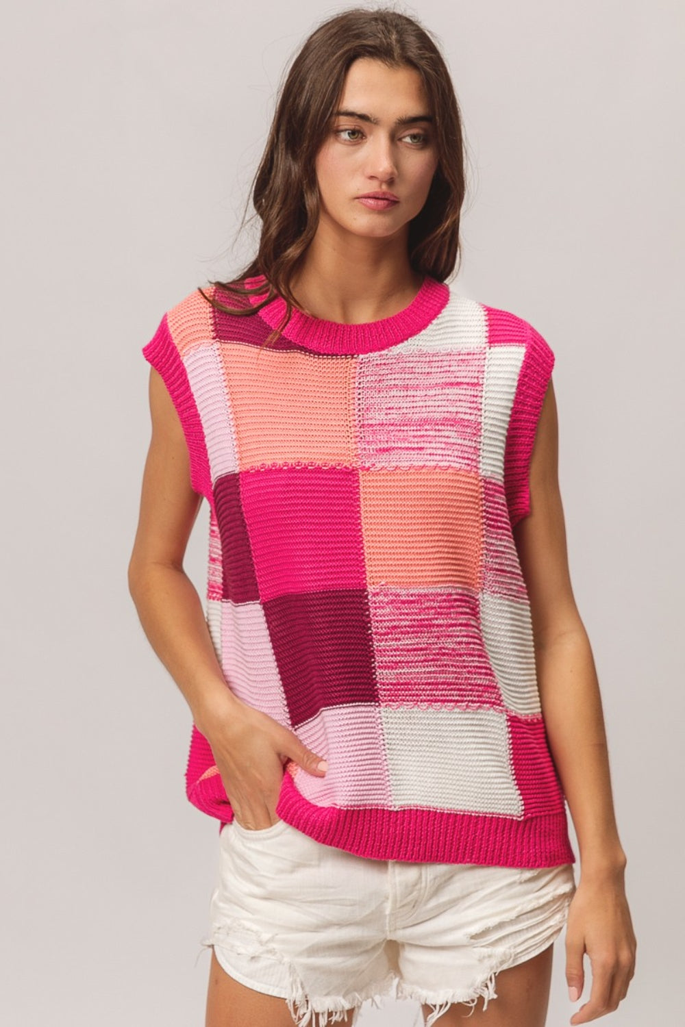 BiBi Color Block Round Neck Sweater Vest image 2