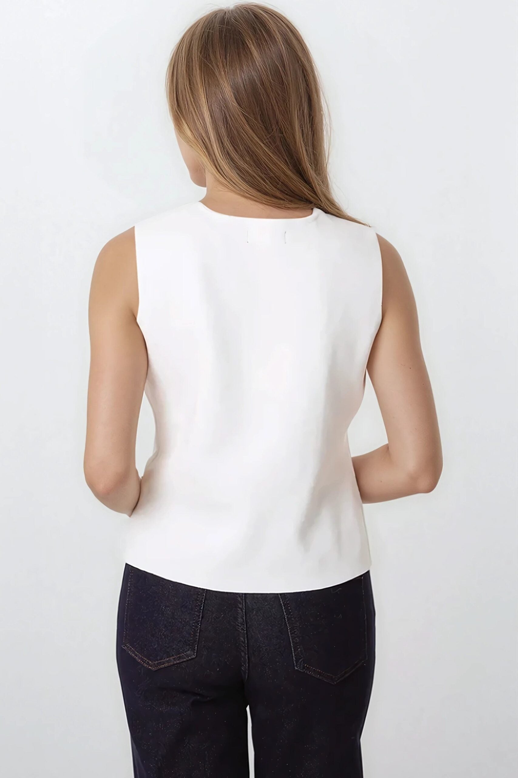 Ivory Asymmetric Fine Knit Waistcoat image 3