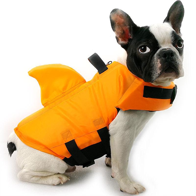 Shark Fin Dog Life Vest - Orange, S image
