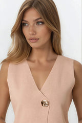 Mocha Asymmetric Fine Knit Waistcoat image 1