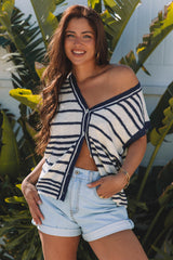 Arlette Loose Buttoned V Neck Sweater Vest-3