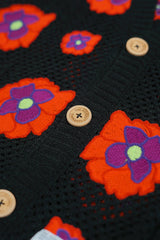 Opium Poppy Flower Crochet Sleeveless Cardigan image 4
