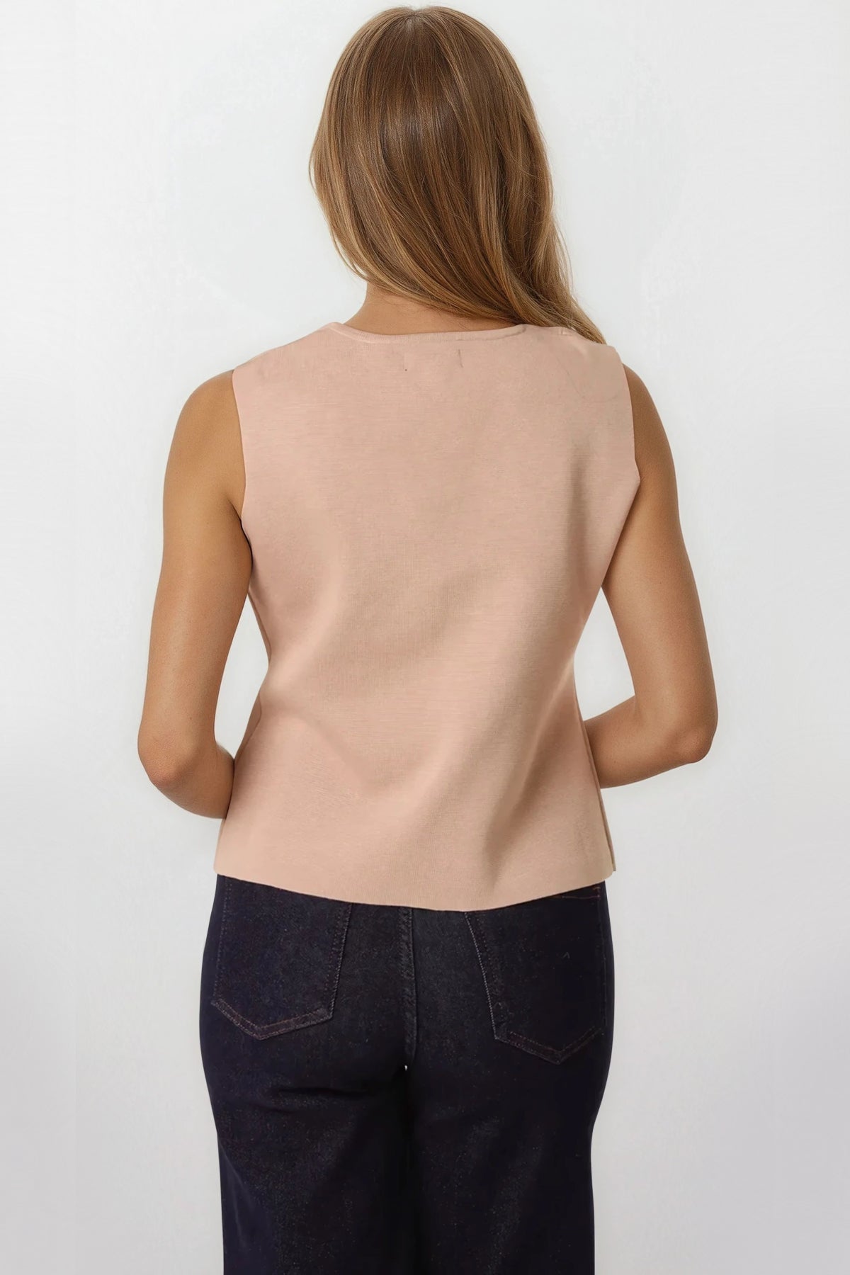 Mocha Asymmetric Fine Knit Waistcoat image 4