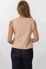 Mocha Asymmetric Fine Knit Waistcoat image 4