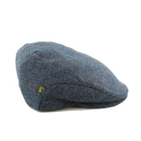 Men's Herringbone Blue 100% Tweed Trinity Flat Cap