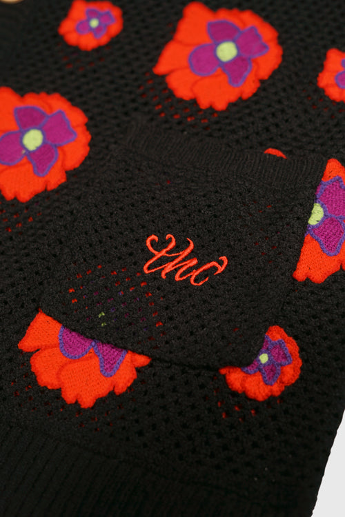 Opium Poppy Flower Crochet Sleeveless Cardigan image 3