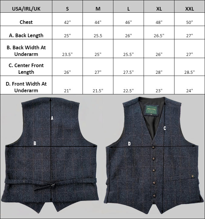 Irish Wool Tweed Herringbone Brown Waistcoat Vest